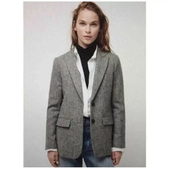 J. Crew Factory Brown Houndstooth Blazer - Picture 2 of 5